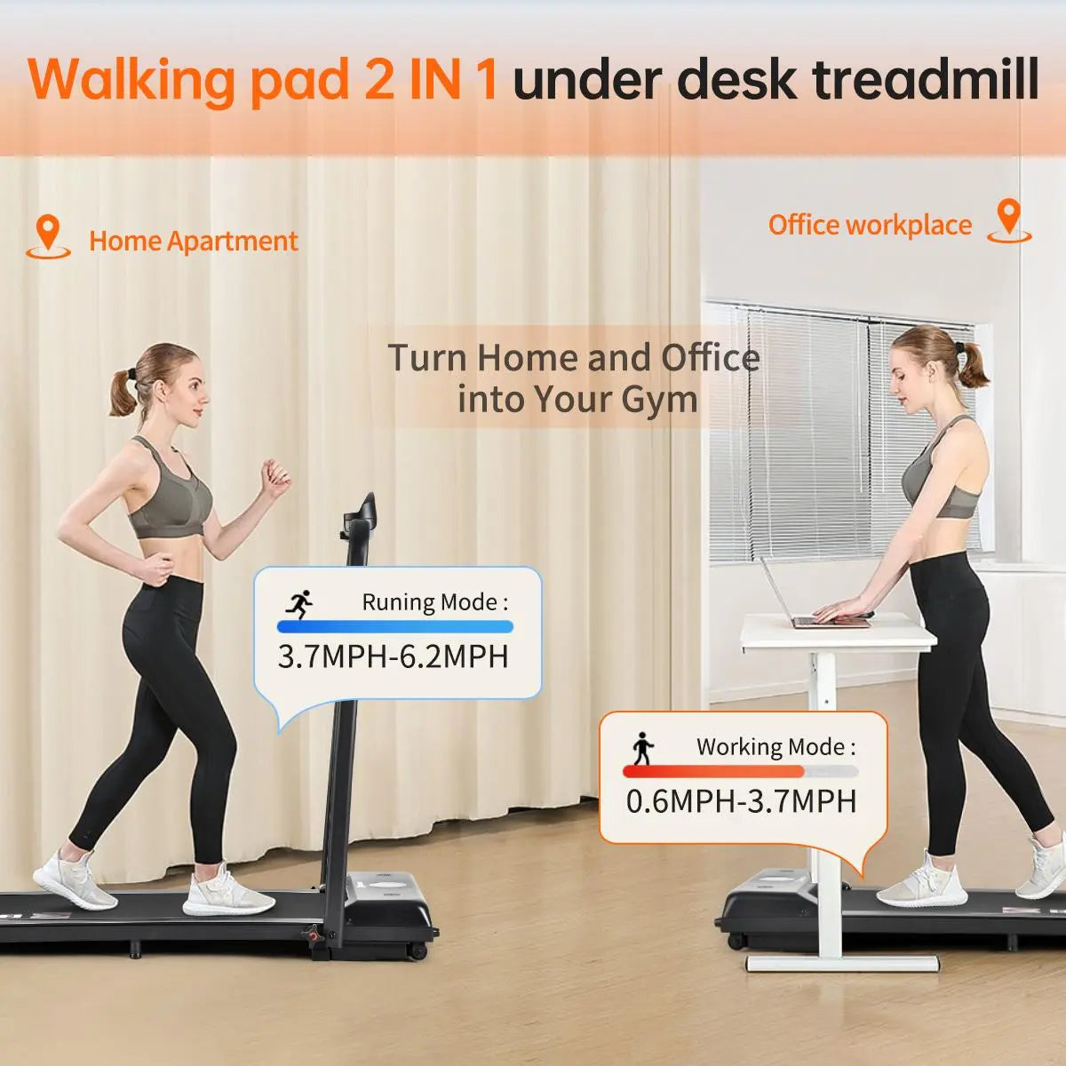 Foldable Dual Mode Walking Treadmill