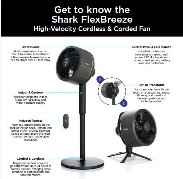 Cordless Breeze Stand Desk Fan