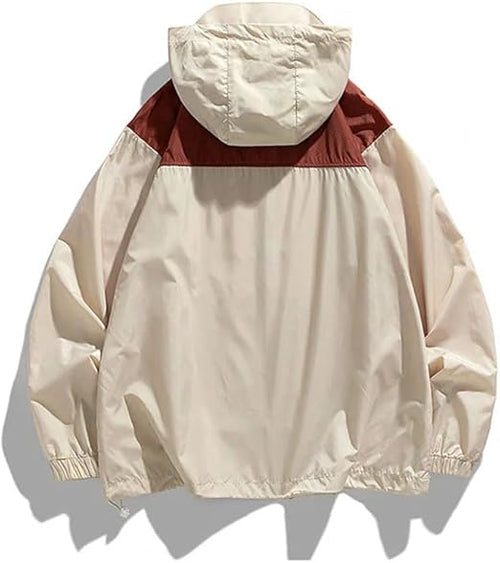 Men's Outdoor Hooded Cycling Jacket Patchwork